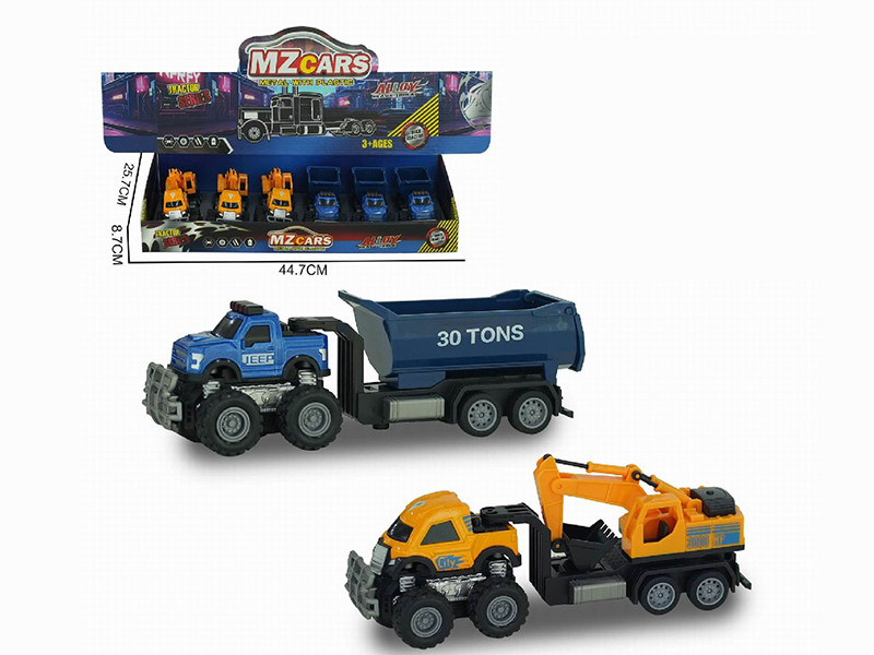 1:36 Double Friction Alloy Off-Road Engineering Trailer 6pcs