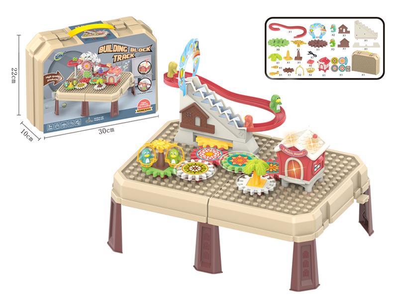 B/O Splicing Gear Penguin Stair Climbing Building Block Table & Building Block Storage Box