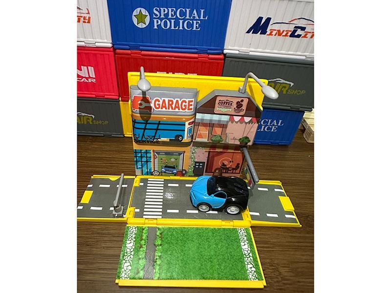 Pull Back Iron Car Container Scenario Blind Box