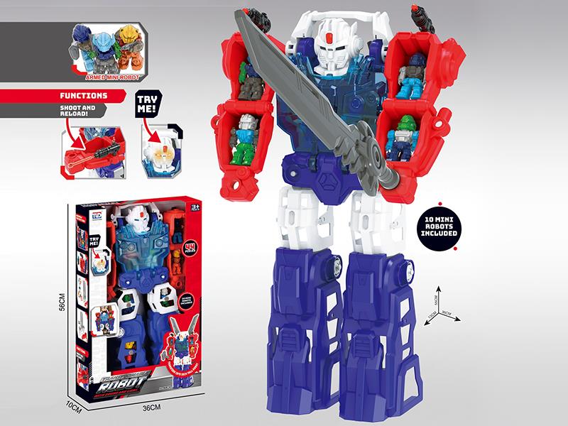 Transformable Robot With Sound And Light(With 10 Small Robot)