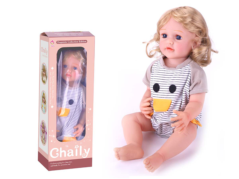 55CM Soft Glue High Simulation Baby Doll(Wig Sheath)With Diaper, Birth Card