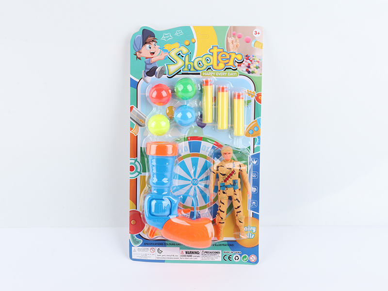 Ping-Pong Ball & EVA Soft Bullet Gun With Soldier