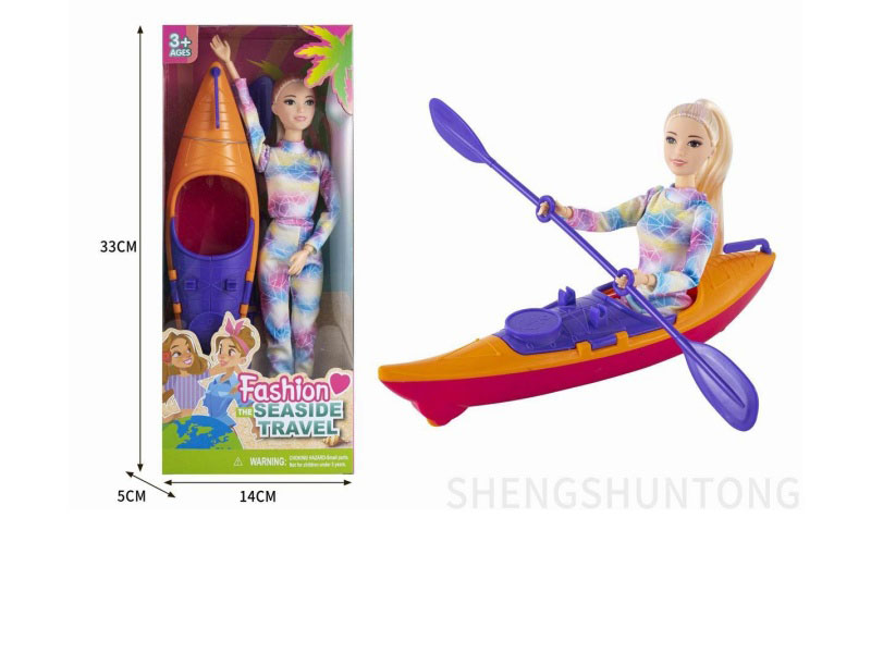 A 11.5-Inch Real 11-Joint Doll Princess With A Large Canoe