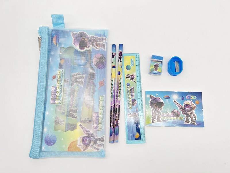Zipper Bag, Stationery Set, (Pencil, Ruler, Notebook, Eraser, Pencil Planer), Space Marine