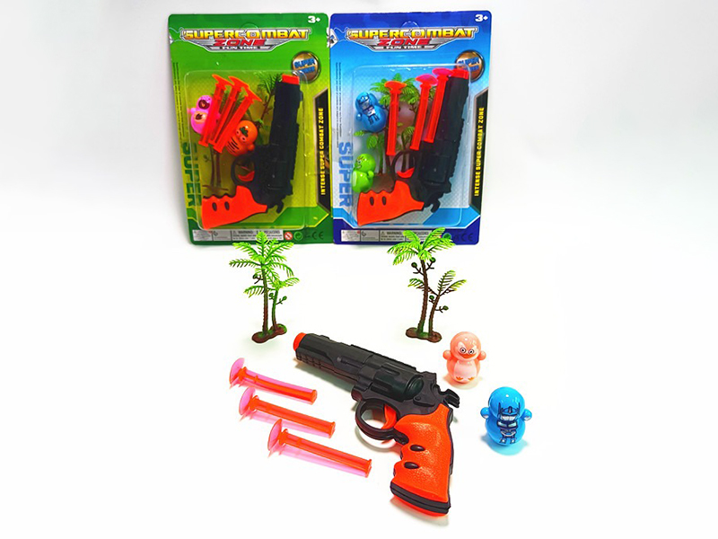 One Soft Revolver With Three Rounds, Two Tumblers, Two Coconut Palms