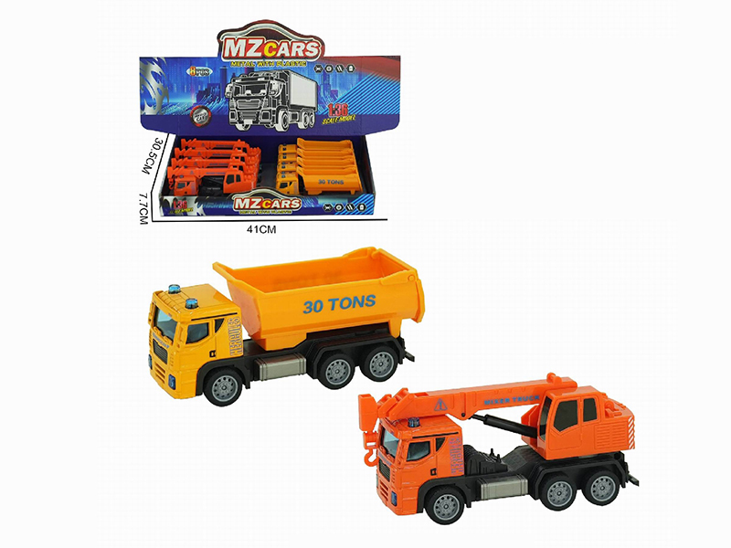 1:36 Pull Back Alloy Engineering Truck 8pcs