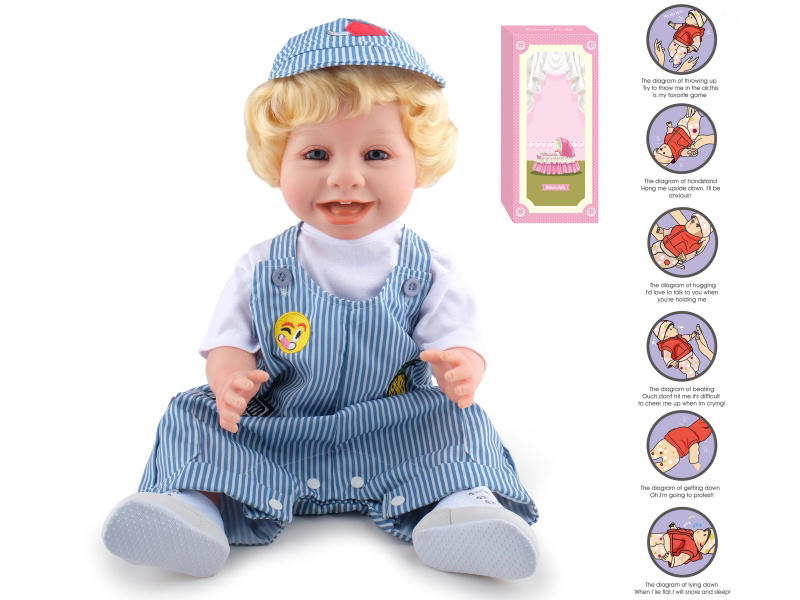 55cm Soft Plastic Reborn Doll(Wig Sheath) With Feeding-Bottle, Magnetic Pacifier, Diaper, Birth Card, With Gravity-Sensing Sound-Emitting Function