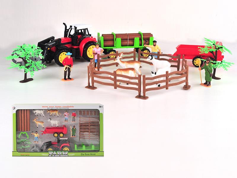 Friction Farm Tractor Play Set