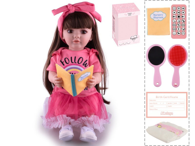 22-Inch Bionic Smart Rebirth Doll, Capable Of Bionic Shaking Of The Head, Raising Of The Hand, Mouth Movement To Speak, Intelligent Dialogue, Recording, Imitating The Tongue, Oral Skills, Dance Music