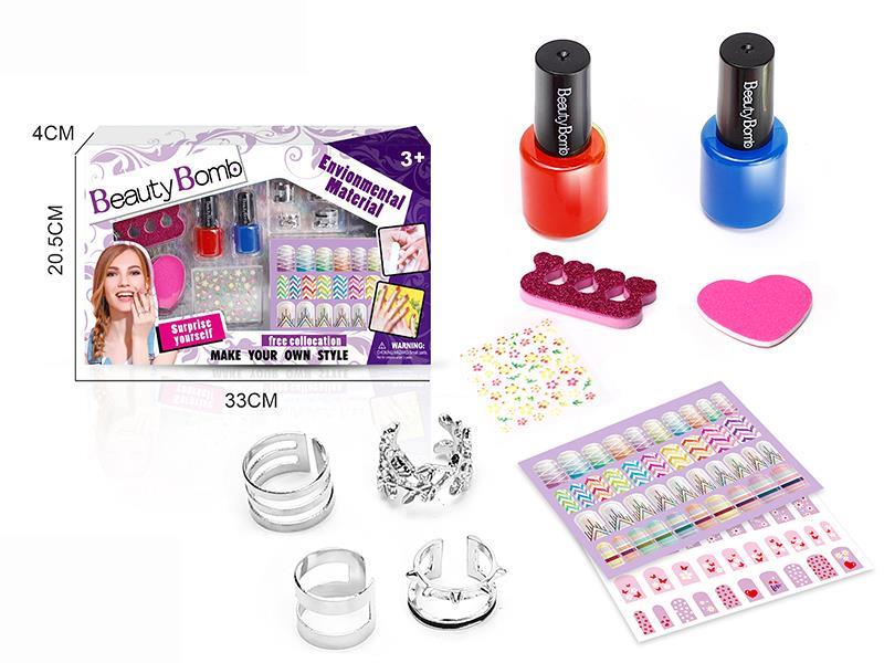 Girl Nail Art Set With Finger Ring