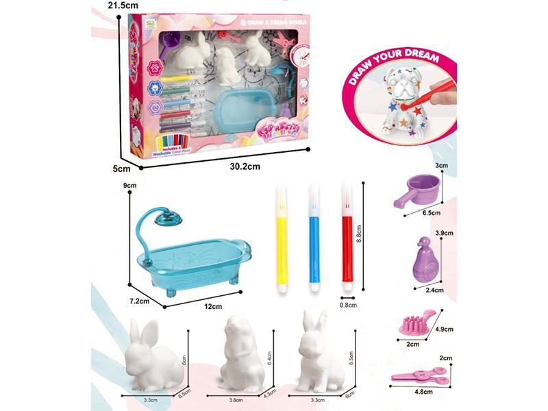Washable DIY Coloring Pet Rabbit Set