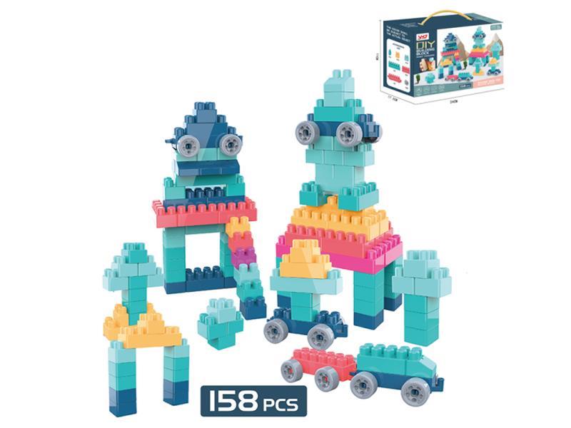 158Pcs Light Color Large Particle Scene Building Blocks