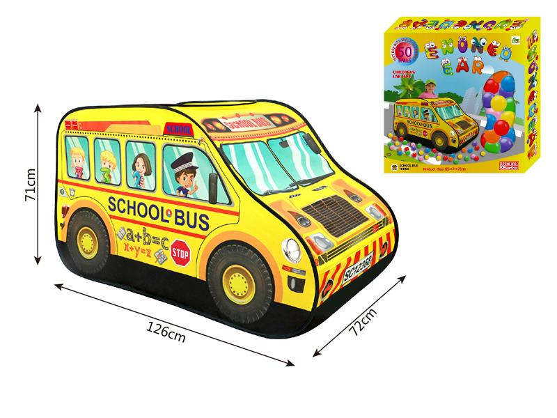 Large School Bus Shape Children Play Tent  + 50 Balls