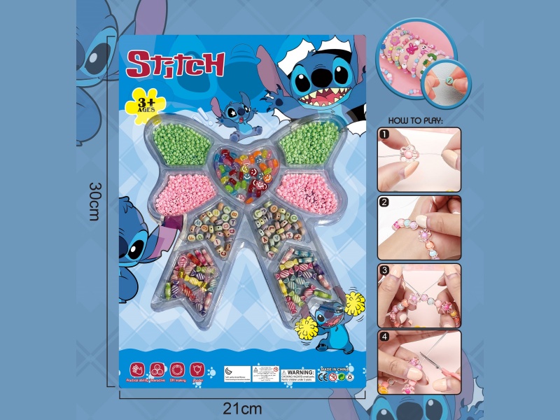 Stitch Diy Beaded Jewelry Bow With Multiple Colored Beaded Ribbons And 2 Threads