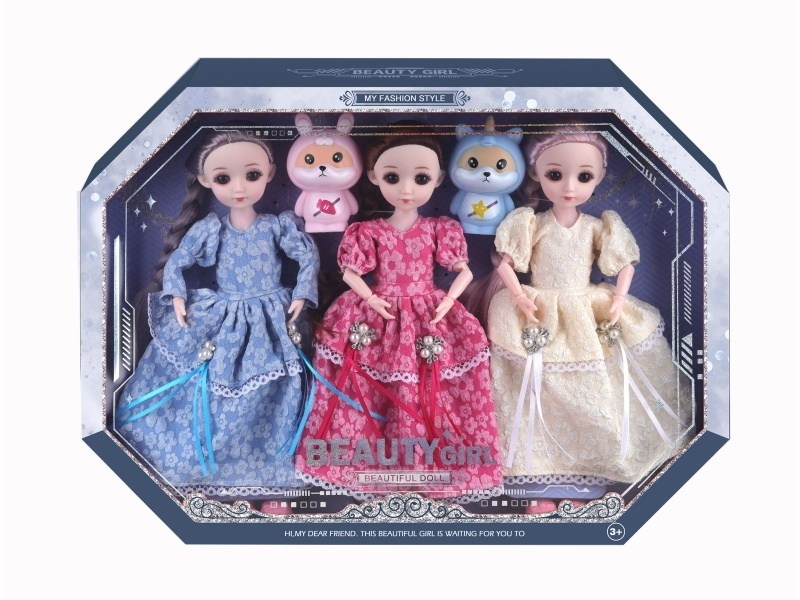 12-Inch Joint Dress Dolls For 3 People + Random Window Box Accessories