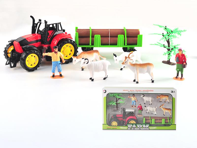 Friction Farm Tractor Play Set