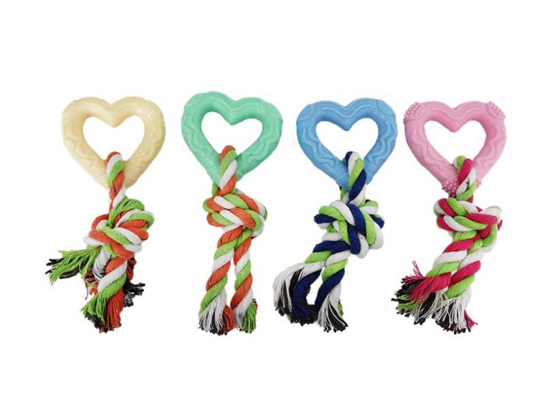 Knot-Tied Bright-Colored Heart-Shaped Pet Toy