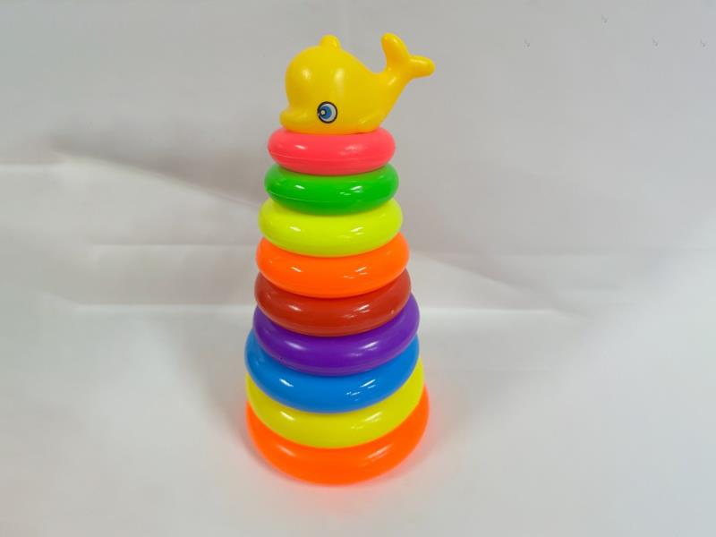 Dolphin Rainbow Tower Jenga Ring 9 Layers