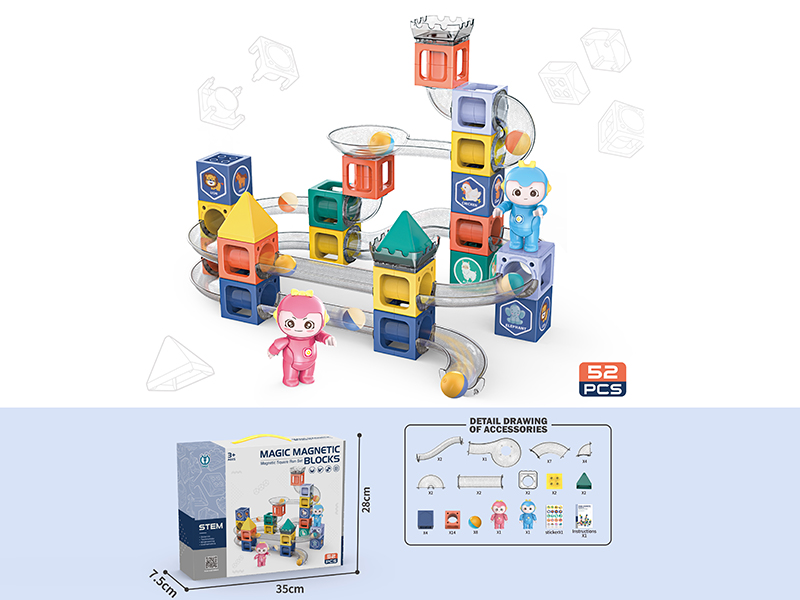 Magnetic Marble Run Building Blocks 52PCS