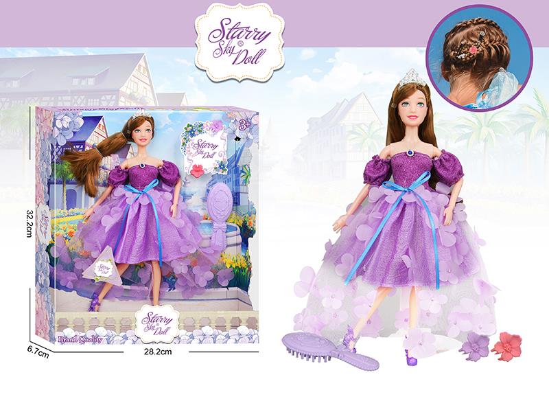 11.5 Inch 11-Joints Fashion Doll With Crown, 2 Hair Clips, Comb