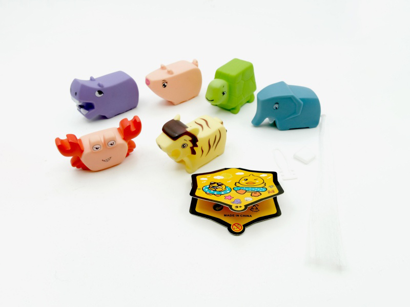 Rubber Square Animals With Bb Whistles