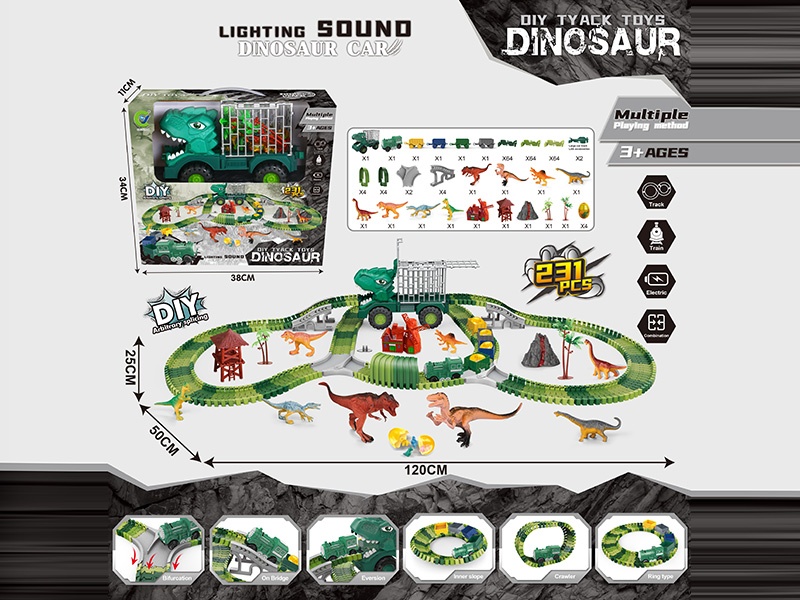 The Dinosaur Track Storage Engineering Vehicle Is Equipped With 231 Pieces Of Electric Trains