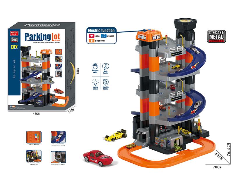 5 Layers Parking Lot With 4 Slide Alloy Cars