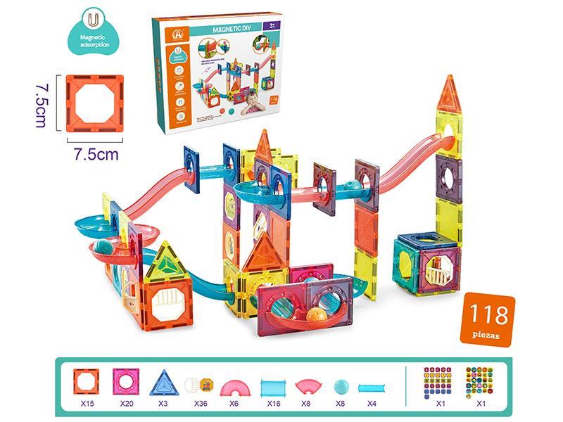 7.5CM  Track  Roll Ball  Magnetism Building Blocks 118PCS