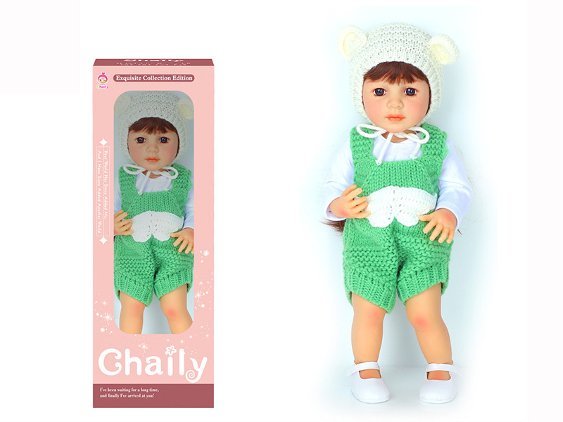 55CM Soft Glue Reborn Baby Doll(Machine Hair Transplant)With Diaper, Birth Card, Woollen Cap