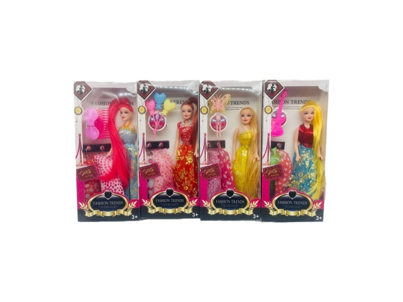 11-Inch Doll With Long Hair And Mixed Accessories Hanger