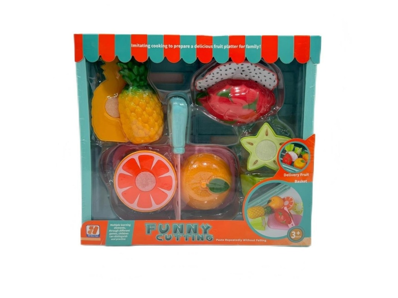 10 Pcs Of Realistic Wooden Frame Cutter Fruit House Game Set