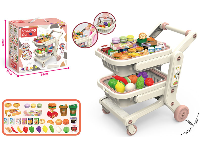 Double-Layer Universal Simulation Supermarket Shopping Cart - Pink