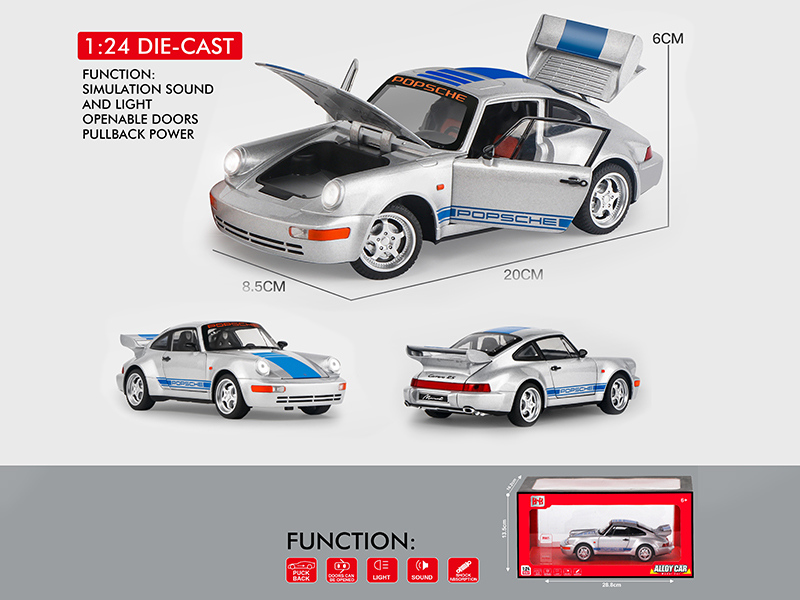 1:24 Porsche Phantom Edition Pull Back Alloy Car Model(4 Doors Can Opening, Sound And Lights)