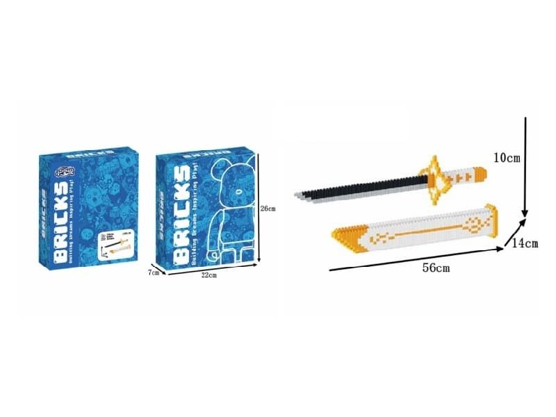 Short Sword - Yellow And White Building Blocks 1288Pcs