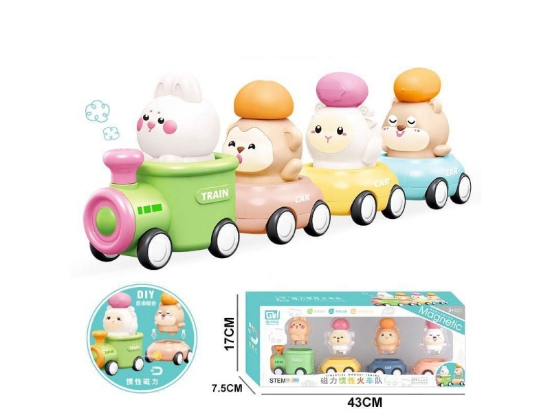 Magnetic Inertial Cartoon Animal Train Team