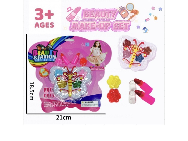 Butterfly makeup accessories and toys come with 2 clips and 2 lipsticks