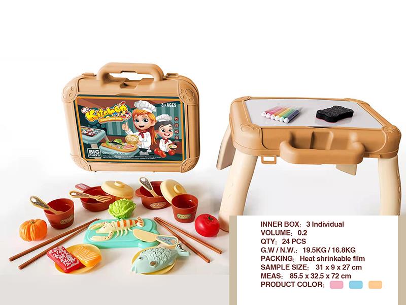 Kitchen Toys Writing Board 2 In 1 Portable Storage Case