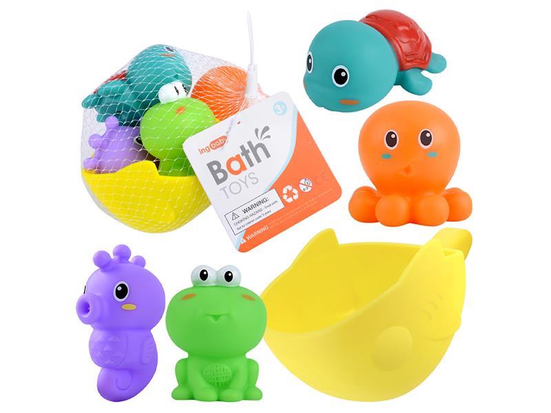 Vinyl Spray Sea Animal With BB Whistle 4pcs