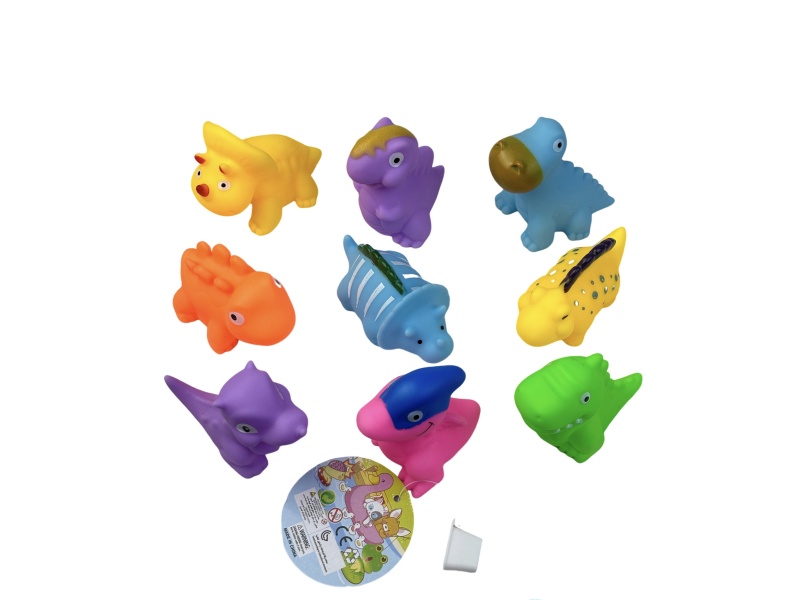 Nine Rubber Dinosaurs For Playing In The Bathroom