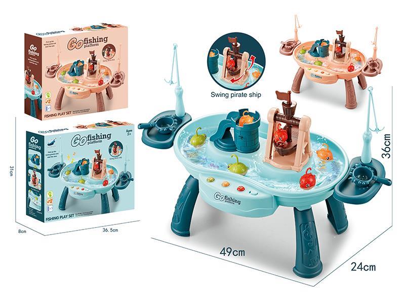 B/O Pirate Boat Go Fishing Platform With Light And Music