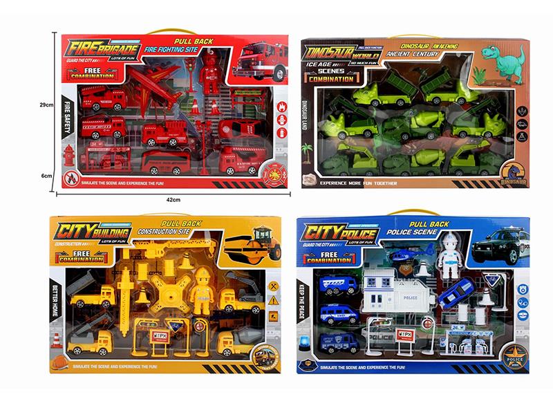 Engineering Trucks/Fire Engine/Police Cars/Dinosaur Trucks Set