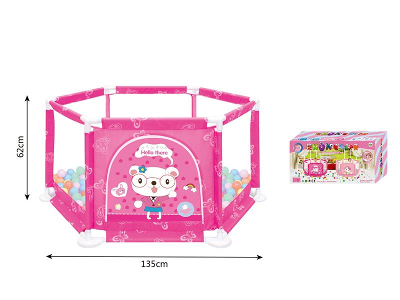 Pink Hexagonal Fence Ball Pool + 60 Balls