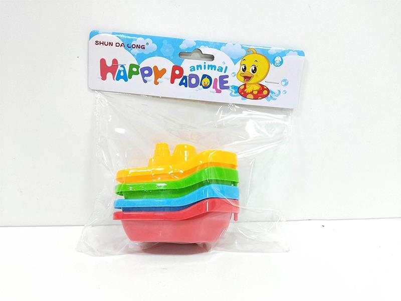4-Color Bathroom Toy Boat, Rubber, Soft Rubber Bathroom Toy, Kneading And Making Sound, Bb Whistle, Water Play Toy