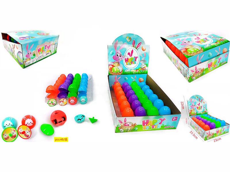 Easter Egg Packing Pull Back Cars/Spinning Tops Toys 48pcs
