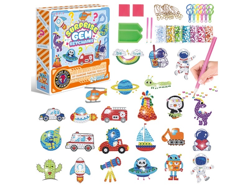 24Pcs Surprise Blind Box Keychain Series With Diamonds