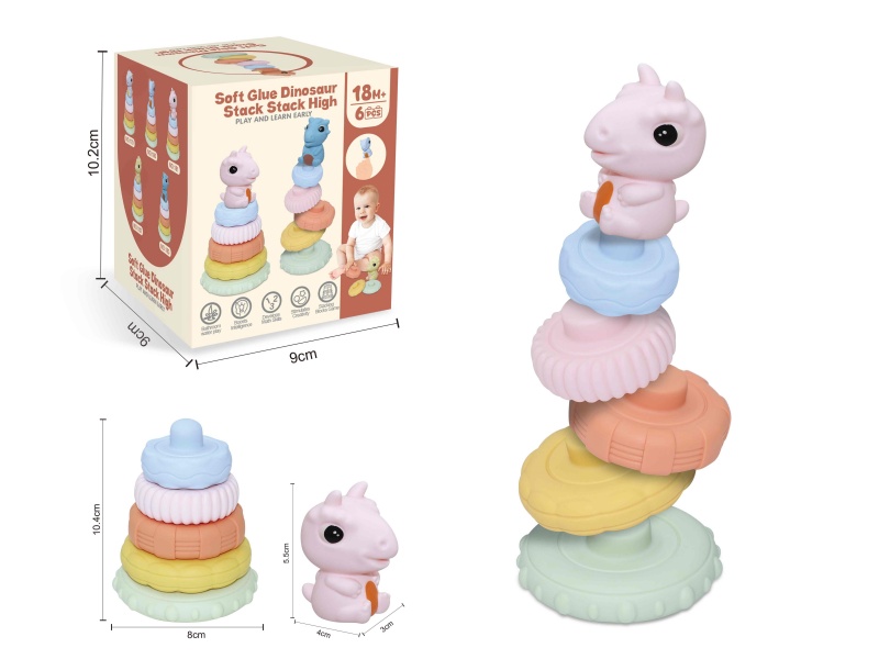 Soft Plastic Dinosaur Stacking Toy 6pcs