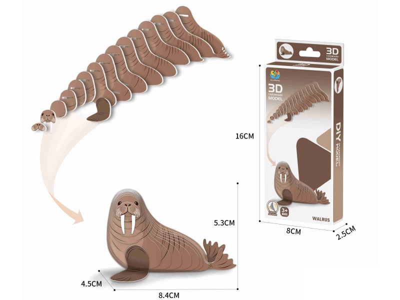 3D Animal Solid Puzzle - Walrus Components 32 PCS
