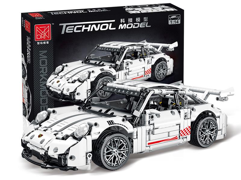 1:14 White GT Sports Car Building Blocks 1268pcs