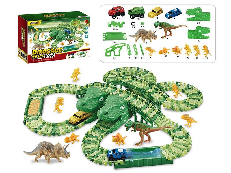 Green Dinosaur DIY Track Electric Car 284pcs