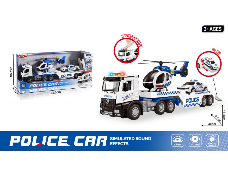 1:16 Sound And Light Inertial Openable Police Transport Vehicle (Package 3*Ag13)